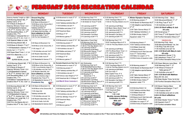 Chapin February Calendar 2026